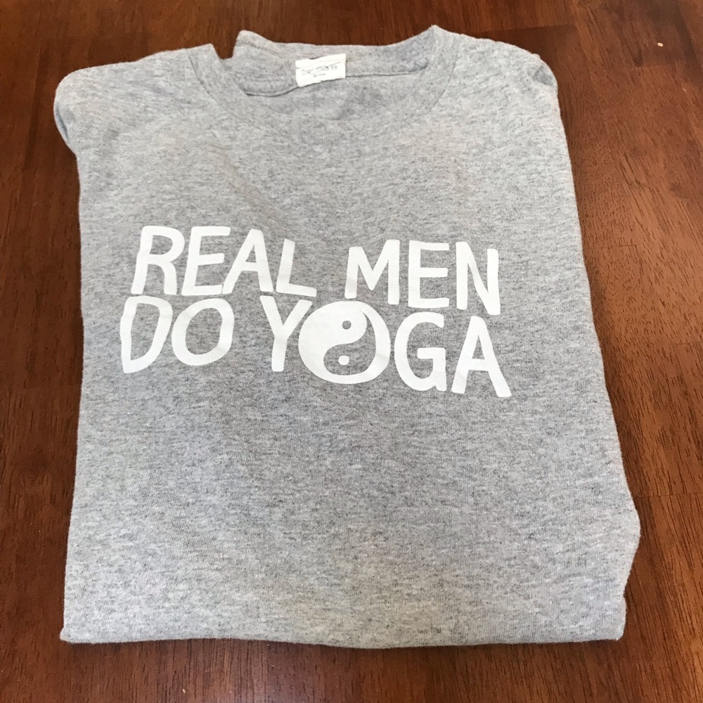 Real Men Do Yoga Gray Tee - Picture 3 of 6
